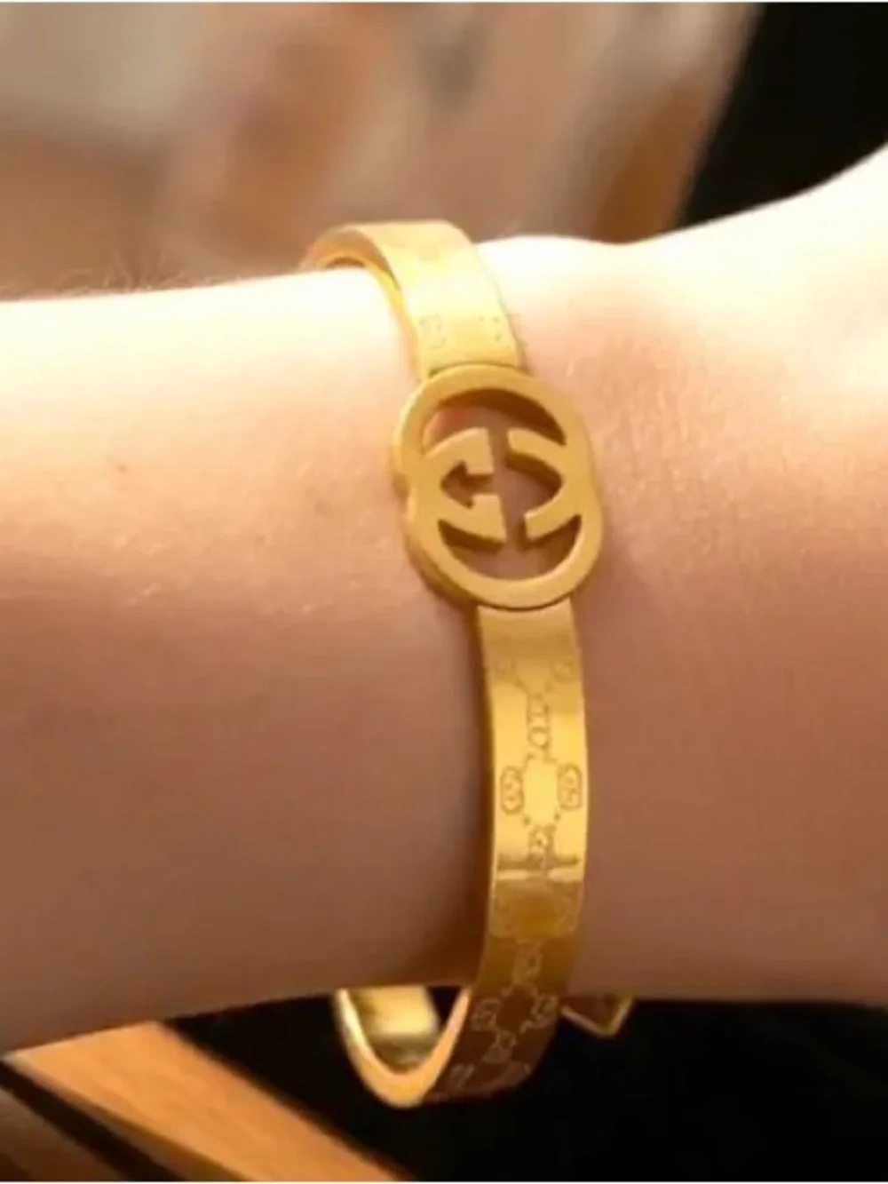 NEW Stainless Steel Logo Bangle Bracelet available in Gold Tone - Picture 2 of 8